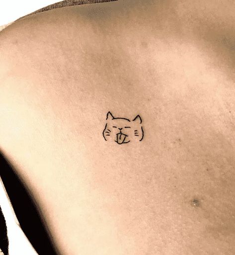 Cat Tattoo Design Images (Cat Ink Design Ideas) Miniature Tattoos, Cat Tattoo Simple, Tato Minimal, Cute Cat Tattoo, Tattoos Geometric, Doodle Tattoo, Cat Tattoo Designs, Cute Tiny Tattoos, Cute Small Tattoos