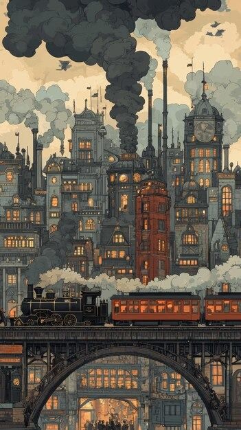 Steampunk victorian city vectors, photos and PSD files | Free download Victorian London Architecture, Gothic City Concept Art, Steampunk Environment Concept Art, Steampunk City Aesthetic, Medieval Steampunk City, Steampunk Wallpaper Backgrounds, Steampunk Fantasy City, Steampunk House Concept Art, Victorian Concept Art