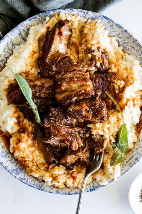 Braised Short Ribs Risotto, Braised Beef Risotto, Short Rib And Risotto, Risotto Recipes Beef, Braised Short Rib Risotto, Short Ribs And Risotto, Short Ribs Risotto, Short Rib Risotto Recipe, Supperclub Ideas