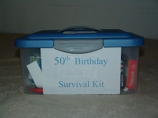 Old Man Survival Kit Funny, Birthday Survival Kit, Moms 50th Birthday, Mens Birthday, Gift Baskets For Women, Creative Birthday Gifts, Survival Kits, 50th Party, 50th Birthday Gifts