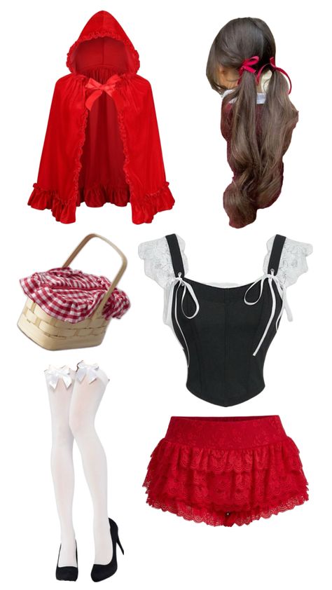 little red riding hood costume Red Riding Hood Costume Diy, Red Riding Hood Cosplay, Little Red Riding Hood Costume, Riding Hood Costume, Hood Clothes, Red Riding Hood Costume, Costume Inspo, Halloween Costume Outfits, Cosplay Diy