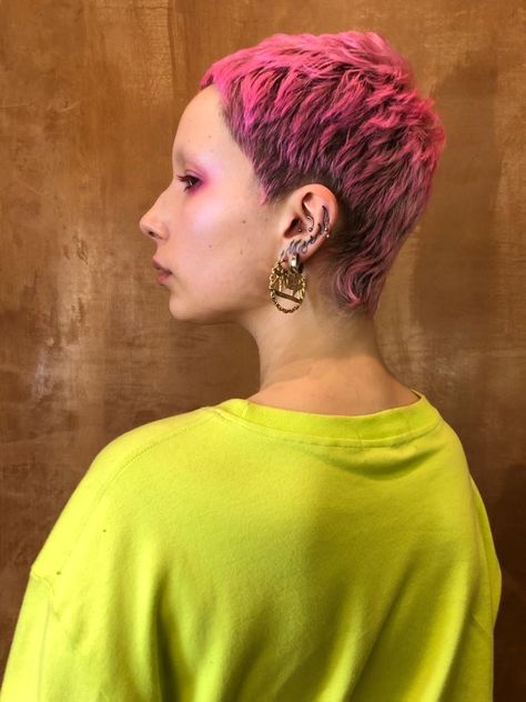 SLATE/Hblive No 7: Pink Pixie mullet – slate Hair Education Mullet Haircut Long, Pixie Mullet Haircut, Short Pixie Mullet, Coloured Pixie Cut, Pixie Mullet, Pink Pixie, Hair Education, Monochrome Makeup, Monochrome Makeup Look