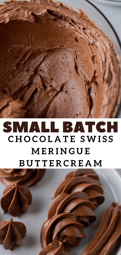 Chocolate Swiss Meringue Buttercream, Batch Recipes, Cake Frosting Recipe, Cakes And Cookies, Small Cakes, Interesting Pictures, Meringue Buttercream, Swiss Meringue Buttercream, Swiss Meringue