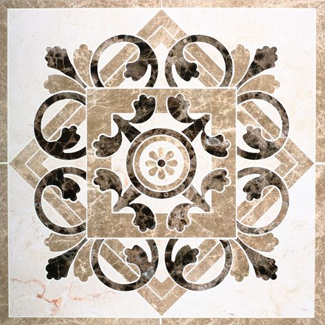 Marble waterjet medallion for tile floors - love them in the foyer or several together in a dining room Versace Tiles, Marble Waterjet, Marble Floor Pattern, Marble Medallion, Inlay Flooring, Floor Medallion, Marble Flooring Design, Floor Pattern, Interior Tiles