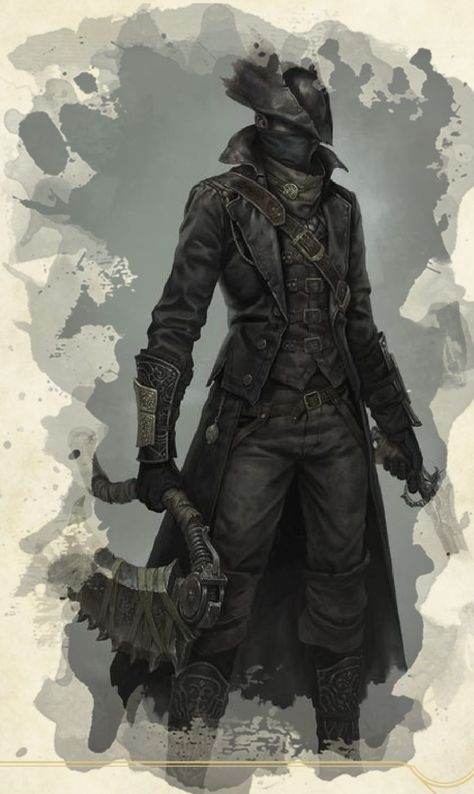 Bloodborne Hunter Concept Art, Gehrman Bloodborne Fanart, Bloodborne Character Design Concept Art, Bloodborne Hunter Art, Bloodborne Character Design, Gehrmann Bloodborne, Bloodborne Character Art, Bloodborne Art Hunters, Bloodborne Outfits