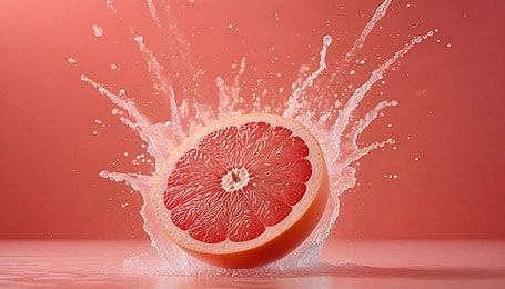 Pulp Photography, Orange Drink, Fruit Splash, Photography Water, Light Pink Background, Water Splash, Grapefruit Juice, Fruit Juice, Pink Background