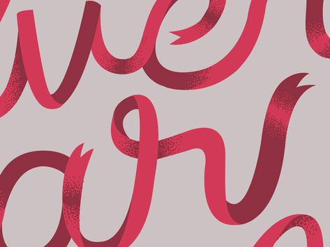 Ribbon lettering by Jade Sturms Ribbon Graphic Design, Ribbon Typography, Ribbon Letters, Ribbon Lettering, Postcard Design Inspiration, Pencil Challenge, Ribbon Font, Christmas Tree Logo, Ribbon Illustration