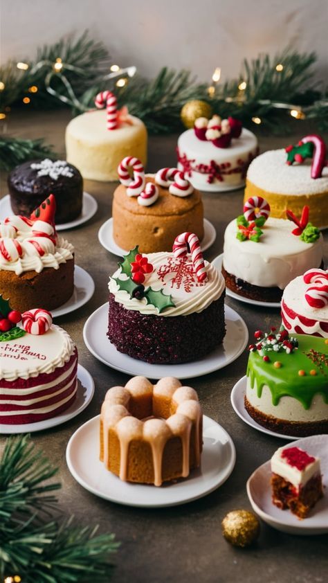 Mini Cakes Christmas, Christmas Mini Cakes Ideas, Elegant Christmas Cake Designs, Christmas Cake Ideas Elegant, Christmas Cakes Ideas Decoration, Cake Natal, Christmas Mini Cakes, Christmas Cakes Ideas, Mini Bunt Cake