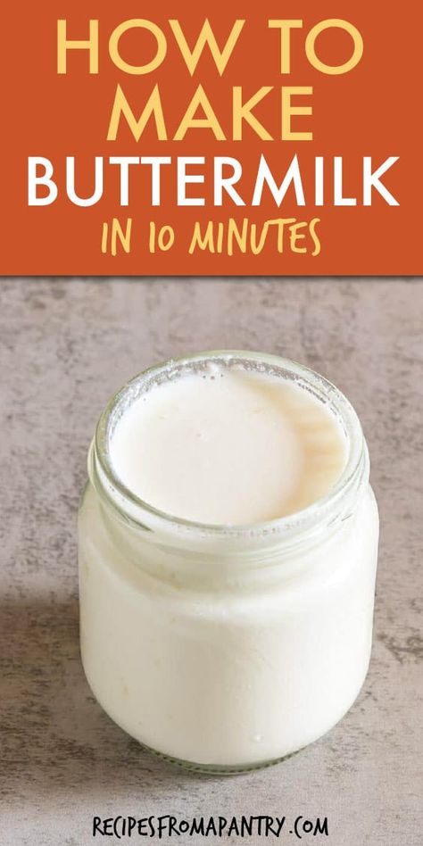 Make Buttermilk From Milk, Buttermilk From Milk, Make Buttermilk, Buttermilk Substitute, How To Make Buttermilk, Buttermilk Recipes, Baking Goods, Homemade Buttermilk, Homemade Condiments