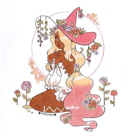 Pink Witch, Witch Drawing, Twitter Art, Arte Sketchbook, Witch Art, Magic Art, Twitter Instagram, Character Design Inspiration, Made It