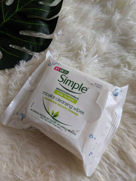 Cleansing wipes are a saviour when you are travelling and can't carry your micellar water or cleansing oil/balm. Recently, I finally understood that the best way to describe my skin type is Sensitive. And Simple is just the brand to cater to Sensitive skin! The Simple Micellar water cleansing wipes have been accompanying me on all my travels. Simple is a UK based brand and has products which have no perfume, no chemicals and no artificial colours, in any of their products. I have just Simple Micellar Water, Water Wipes, Plastic Pouch, Makeup Accesories, Micellar Water, Cleansing Wipes, Skin Cleanse, Cleansing Oil, Oily Skin