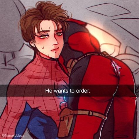 #mcu #marvel #spiderman #peterparker #deadpool #wadewilson #spideypool #marvelfanart He Wants To Order, Spideypool Comic, Deadpool X Spiderman, Deadpool Art, Marvel Couples, Deadpool Comic, Deadpool And Spiderman, Spaider Man, Marvel Fan Art