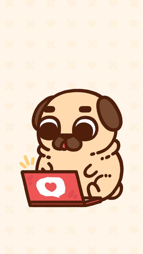 Puglie Pug Wallpaper, Diy Dog Art, Cute Pugs Wallpapers, Doodle Dog Art, Pug Wallpaper, Dog Wallpaper Iphone, Pug Cartoon, Cute Dog Cartoon, Cute Dog Drawing