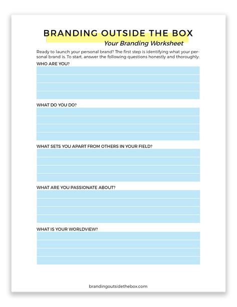 Personal Brand Worksheet, Branding Worksheet, Brand Template, Startup Tips, Digital Skills, Art Biz, Swipe File, Branding Strategy, What Makes You Unique