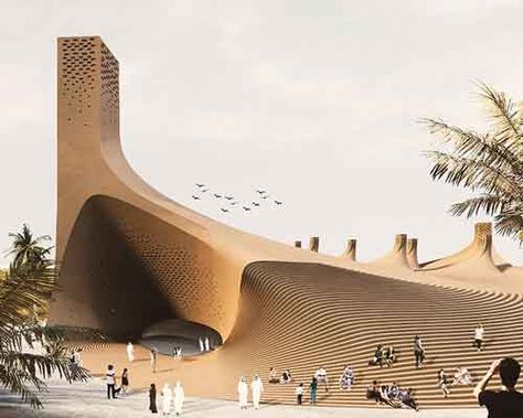 Desert Oasis Architecture, Arabian Architecture Modern, Salmani Architecture Design, Desert Architecture Concept, Salmani Architecture, Modern Islamic Architecture, Uae Desert, Desert Architecture, Islamic University