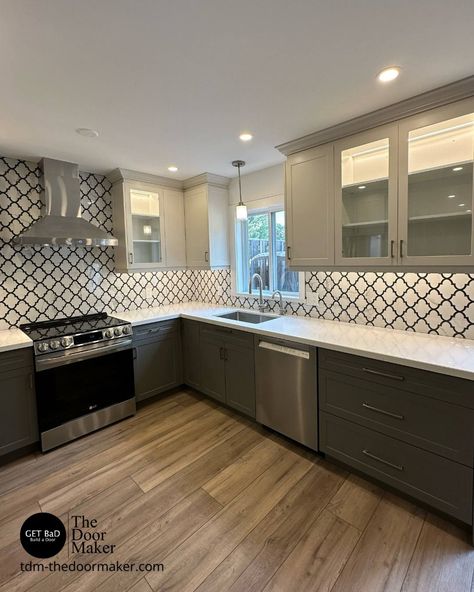 Shaken, not stirred... This stunning kitchen makeover by Felm Homes features our Vermont Shaker cabinet door with a clean 7 edge profile. The rich dual-toned cabinetry magnifies the space, with the White Smoke Super Matte finish on the uppers and Gauntlet Grey on the lower cabinets. Let TDM help you build custom cabinet doors for your next home or office project. Choose from our collection of over 30 door panel designs, 10 edge profiles, and over 130 colors and finishes to Build a Door and ... Gauntlet Grey, Build A Door, Gauntlet Gray, Custom Cabinet Doors, Lower Cabinets, Building A Door, Shaken Not Stirred, Custom Cabinet, Edge Profile