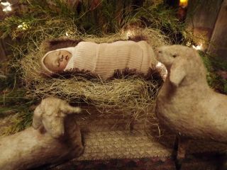 Jesus is the reason for the ALL seasons! Folk Art Sheep, Baby Jesus In Manger, Jesus In Manger, True Christmas, Christmas Glam, Christmas Tree Village, Vintage Nativity, Christmas To Do List, Putz House