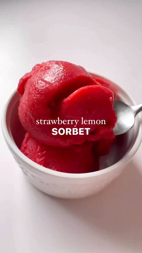 Strawberry Lemon Ice Cream, Diy Sorbet With Frozen Fruit, Kitchenaid Sorbet Recipes, Desserts With Frozen Strawberries, How To Make Food, How To Make Sherbet, How To Make Sorbet, Strawberries Ideas, Christmas Posts