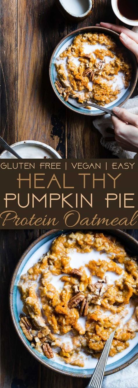 Breakfast Smoothie Healthy, Healthy Protein Smoothies, Oatmeal Pie, Pumpkin Pie Protein, Gluten Free Pumpkin Pie, Pumpkin Pie Oatmeal, Healthy Pumpkin Pies, Breakfast Oatmeal Recipes, Protein Oatmeal