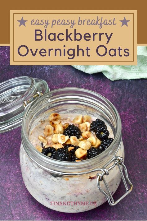 Blackberry Overnight Oats, Overnight Oats With Yogurt, Oats Overnight, Overnight Recipes, Easy Overnight Oats, Oat Recipes Healthy, Blackberry Recipes, Overnight Oats Recipe Healthy, Overnight Oats Healthy