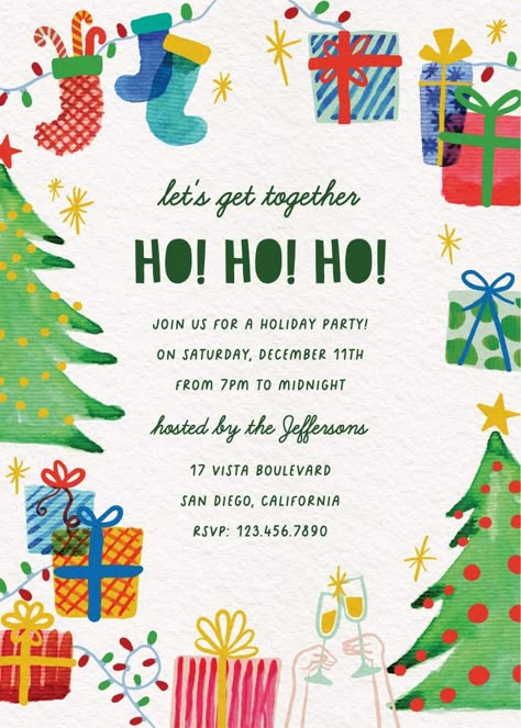 Best Holiday Ever -  Christmas Invitation Template (Free) | Greetings Island Christmas Party Invites Template Free, Free Printable Christmas Party Invitations, Christmas Party Invitations Ideas, Christmas Invitation Design, Free Christmas Invitation Templates, Christmas Party Invitations Free, Potluck Invitation, Kitty Party Themes, Christmas Party Invitations Printable