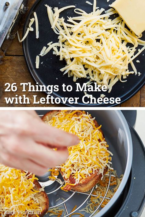 26 Things to Make with Leftover Cheese / Cheese is a perfect springboard for all kinds of terrific dishes, and hard cheeses or packaged shredded cheeses last for a nice long time in the fridge.  #leftovers #leftovercheese #cheesy #cheeserecipes Recipes Using Shredded Cheddar Cheese, Dinners With Cheese, What To Make With Cheddar Cheese, Cheddar Cheese Recipes Easy, Recipes With Shredded Cheese, Things To Make With Cheese, Shredded Cheddar Cheese Recipes, Recipes Using Shredded Mozzarella Cheese, What To Make With Mozzarella Cheese