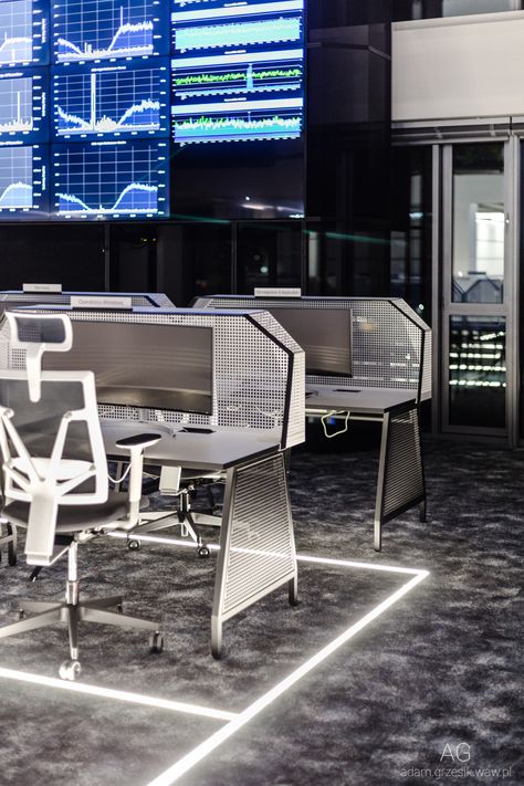 Futuristic Workstation, Sci Fi Office, Futuristic Office, Open Office Design, Sci Fi Building, Innovative Office, Innovation Lab, Office Inspo, Open Office