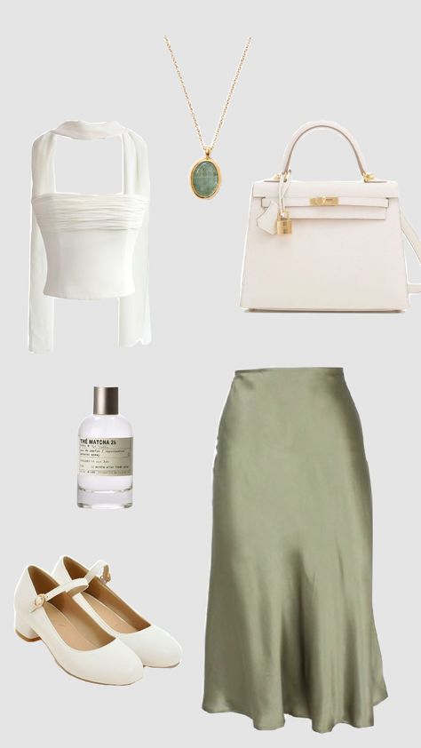 #outfitinpo #green #maisonmargiela #maryjanes #hermes Old Money, Money, Skirt, Green, White