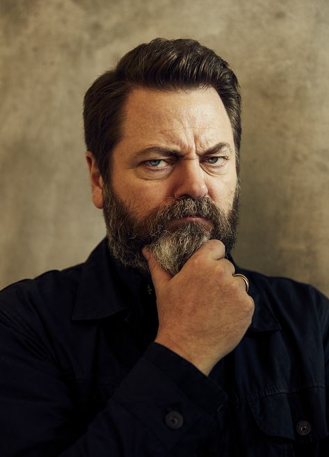 Nick Offerman Katherine Schwarzenegger, Nick Offerman, Music Photographer, Portrait Photography Men, Ron Swanson, Celebrity Photographers, Amy Poehler, Photographer Advertising, Hair Advice