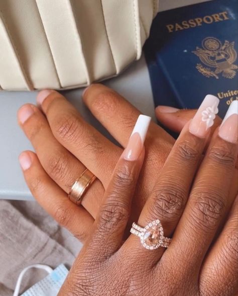 Engaged Black Woman Hand, Get Engaged Aesthetic, Wedding Rings For Black Women, Black Couple Engagement Ring, Gold Engagement Rings Black Women, Bride Nails Black Women, Black Woman Wedding Nails, Gold Engagement Ring Black Woman, Wedding Nails On Black Women