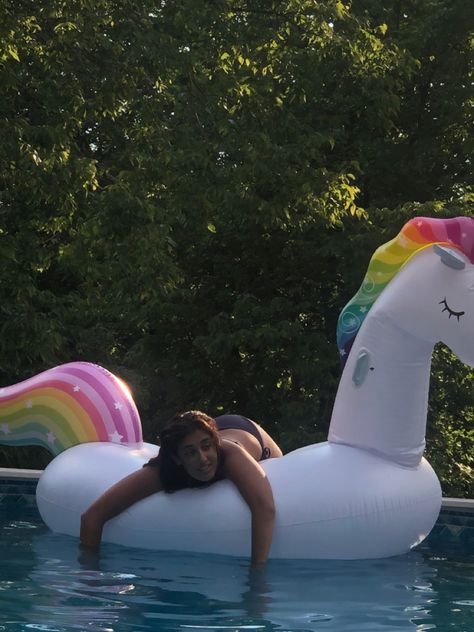 Floatie Aesthetic, Pool Float Aesthetic, Blow Up Pool Aesthetic, Flamingo Floatie Aesthetic, Unicorn Floatie Aesthetic, Unicorn Floaties, Unicorn Pool Float, Nice Bikinis, Summer Pool