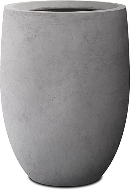 Kante RC0066A-C80021 atural Tall Planter, Large Outdoor Indoor Decorative Pot, Natural Concrete Large Concrete Planters, Faux Olive Tree, Plant Pot Decoration, Concrete Finish, Indoor Trees, Tall Planters, Concrete Color, Concrete Crafts, White Planters