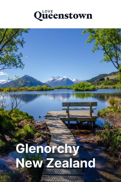 A bench by the lake in Glenorchy, New Zealand Glenorchy New Zealand, Red Shed, Queenstown, Wine Lovers, Beautiful Views, Beautiful Destinations, The Star, Day Trip, Day Trips