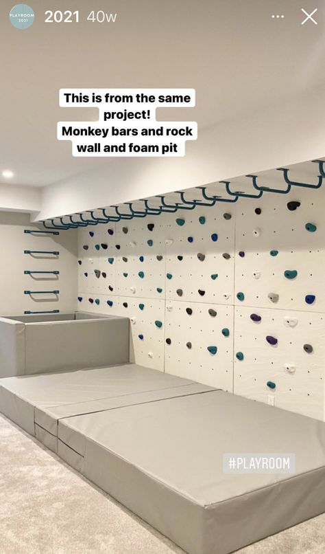 Diy Sensory Playroom, Indoor Gym For Kids, Sensory Kids Room, Active Playroom, Kids Indoor Gym, Flex Room Ideas, Kids Jungle Room, Gym Basement, Sensory Gym