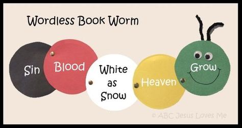 Wordless Book Worm - Site has a good script for explaining the Wordless Book Bible Study Activities, Wordless Book, Children Crafts, Bible Story Crafts, Preschool Bible, Sunday School Crafts For Kids, Bible School Crafts, Bible Crafts For Kids, Crafts For Seniors