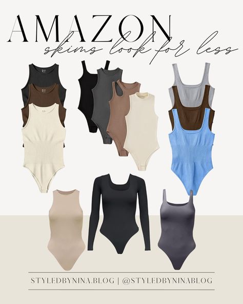 Cheap Fitted Winter Bodysuit, Layered Bodysuit Outfit, Bodysuit Design Ideas, Best Body Suits On Amazon, Skim Body Suit Outfit, Summer Basic Bodysuit, Affordable Casual Winter Bodysuit, Summer Body Suit Outfits, Outfit With Bodysuit