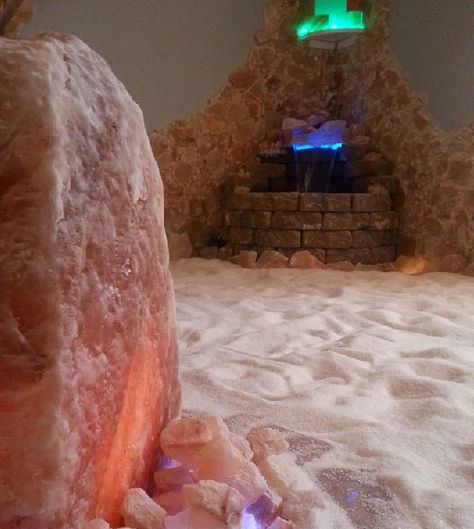 4. The Salt Room (Centerville) Salt Therapy Room, Salt Room Therapy, Himalayan Salt Cave, Salt Cave Spa, Himalayan Salt Room, Villa Concept, Spa Hammam, Massage Therapy Rooms, Home Spa Room