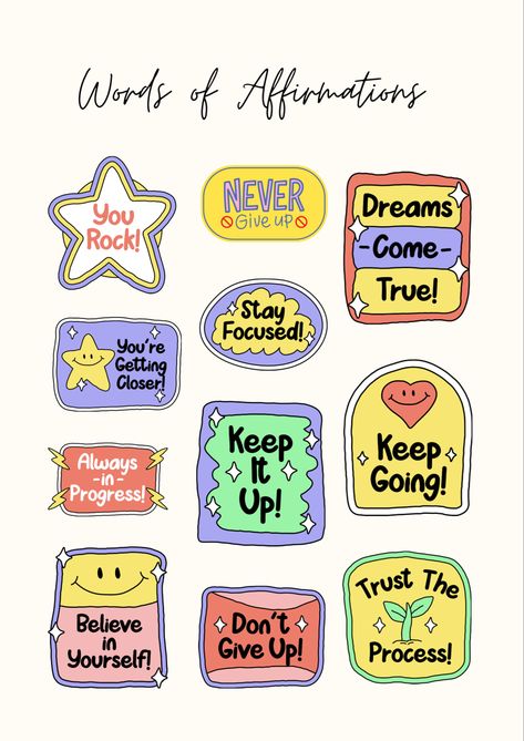 Words of Affirmations Stickers | Stickers Motivational Quotes Stickers Printable, Positive Stickers Printable, Motivational Stickers Free Printable Inspirational Quotes, English Stickers Printable, Affirmation Stickers Printable, Motivation Stickers Printable, Motivational Stickers Free Printable, Manifest Stickers, French Language Learning Kids