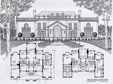 Mansion Plans, Chateau House, Southern Colonial, Colonial Mansion, Stone Mansion, Architecture Mapping, Mansion Floor Plan, Colonial Style Homes, Architectural Floor Plans