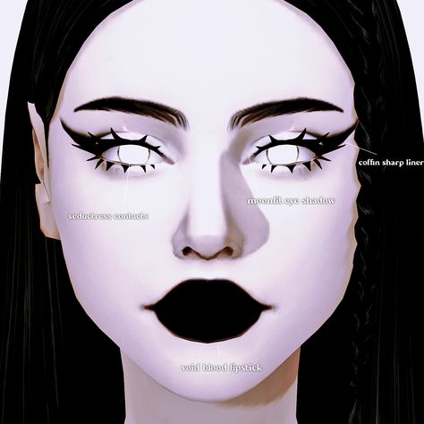 ☠️the vampiress - a collection of vampy makeup☠️ | Patreon Black Lipstick Sims 4 Cc, Ts4 Face Paint, Sims 4 Cc Goth Makeup Patreon, Sims 4 Cc Goth Eyeliner, Sims 4 Cc White Face Paint, Sims 4 Goth Face Paint, Sims Cc Goth Makeup, Sims 4 Goth Eyeliner, Sims 4 Alt Makeup