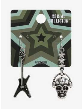 Emo Earrings Aesthetic, Social Collision Clothes, Hot Topic Earrings, Hot Topic Aesthetic, Alt Style Outfit, Social Collision, Skull Guitar, Emo Accessories, Hot Topic Clothes