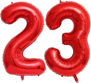 Red 23 Number Balloons, 40 Inch Giant Number 23 Balloons Foil Mylar Helium Red Number Balloons for 23th Birthday Party Supplies Anniversary Event Celebration Decorations 23 Balloons, 23 Number, Celebration Decorations, Anniversary Event, Number Balloons, Birthday Party Supplies, Foil, Balloons, Birthday Party