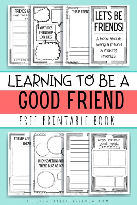 Encourage your kids to be thoughtful and intentional in thinking about how to be a good friend with these free friendship printables. Friendship Printables, Friendship Lessons, Friendship Skills, Friendship Activities, Be A Good Friend, Kindness Activities, Best Friend Activities, Writing Prompts For Kids, Elementary School Counseling