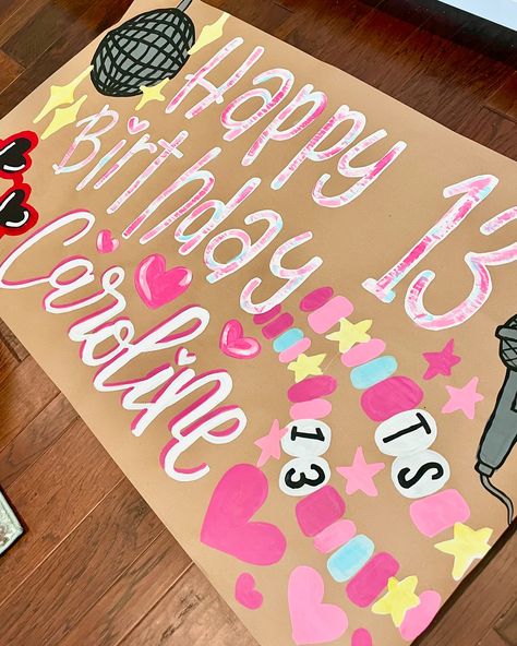 Birthday banner for the Swifties✨ Happy Birthday Poster Ideas, Sorority Birthday Banner, 18th Birthday Banner, Caroline Birthday, Happy Birthday Posters, Easy Birthday, Banner Ideas, 9th Grade, Paper Banners