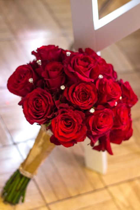 Bling bridal bouquet created by Erika's Elegance Homecoming Inspo, Wedding Decisions, Diy Bridal Bouquet, Red Wedding Theme, Bridal Trends, Wedding Consultant, Red Bouquet, Red Rose Bouquet, Red Bridesmaids