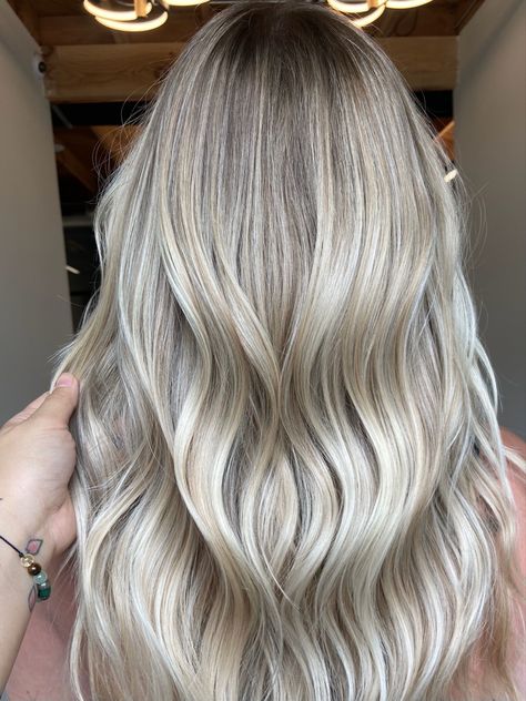 Dimensional Blonde With Root Smudge, Blonde Highlight With Shadow Root, Full Highlight With Shadow Root, Blonde Babylights With Shadow Root, Cool Blonde Highlights With Shadow Root, Icy Blonde Shadow Root, Full Highlight With Root Smudge, Cool Dimensional Blonde, Highlight With Shadow Root