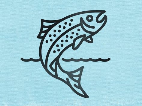 Salmon Tattoo, Trout Tattoo, Trout Art, Whimsical Art Paintings, Water Logo, Fish Logo, Fish Drawings, Cute Patterns Wallpaper, Fish Design