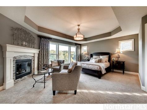 68 Monarch Way North Oaks MN 55127 Modern Rustic Bedroom, Master Suite With Sitting Area, Four Rooms, Open Concept Floor Plans, Hearth Room, Bedroom Floor Plans, Corner Fireplace, Bedroom Master, Modern Farmhouse Exterior