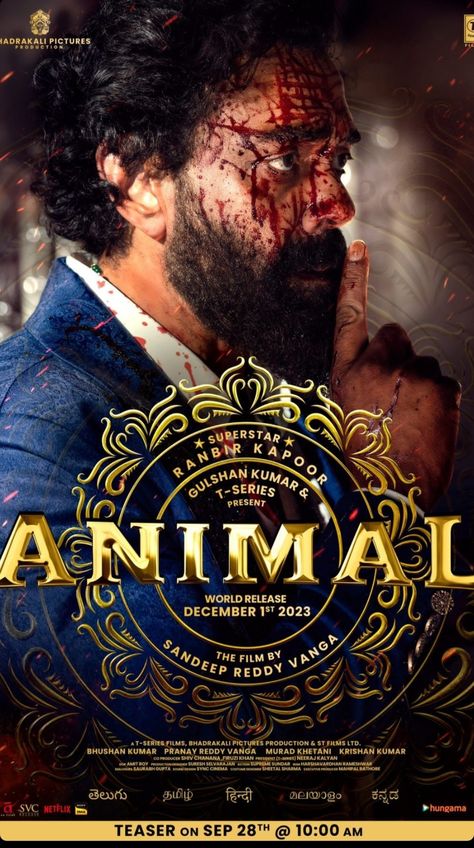 Animal Movie Poster, Animal Movie, Movie Info, Ensemble Cast, Upcoming Films, Ranbir Kapoor, Family Drama, Animal Posters, Hindi Movies