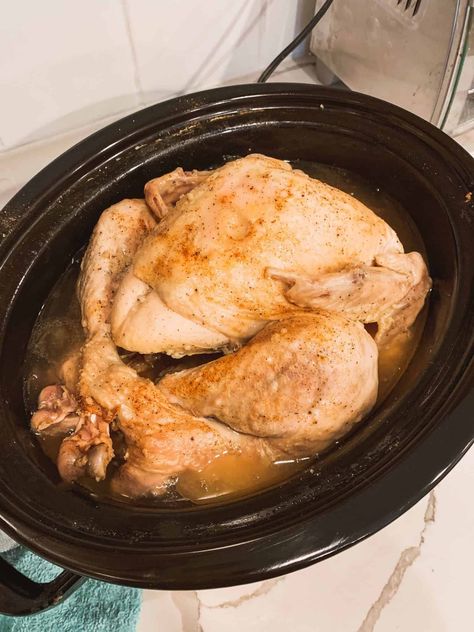 This simple slow cooker turkey recipe is perfect if you don’t want to stress about roasting one in the oven. With just a little bit of prep, this delicious whole turkey cooks all day with no brining or basting. If you’re wondering how to cook a whole turkey in a crockpot, you’ve found the easiest and most delicious recipe! Slow Cooking Turkey In Oven, Crockpot Turkey For Thanksgiving, Keeping Turkey Warm In Crockpot, Turkey In A Crockpot, Reheat Turkey In Crockpot, 6lb Turkey Breast In Crock Pot, Turkey Crockpot Recipes, Whole Turkey Recipes, Herbed Butter